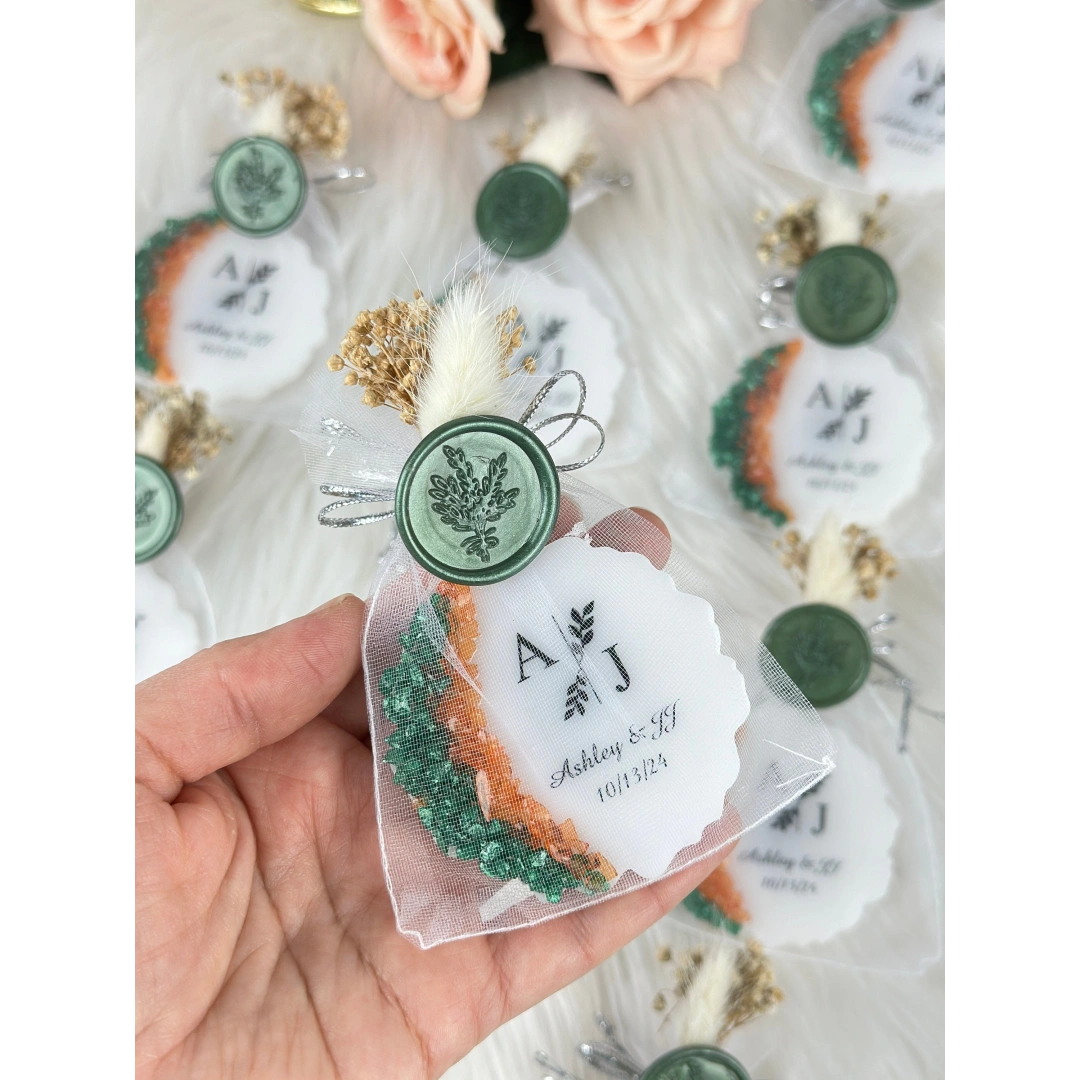 Keseli Mühürlü Epoksi Magnet - 20 Adet Kişiselleştirilebilir Düğün Hediyesi