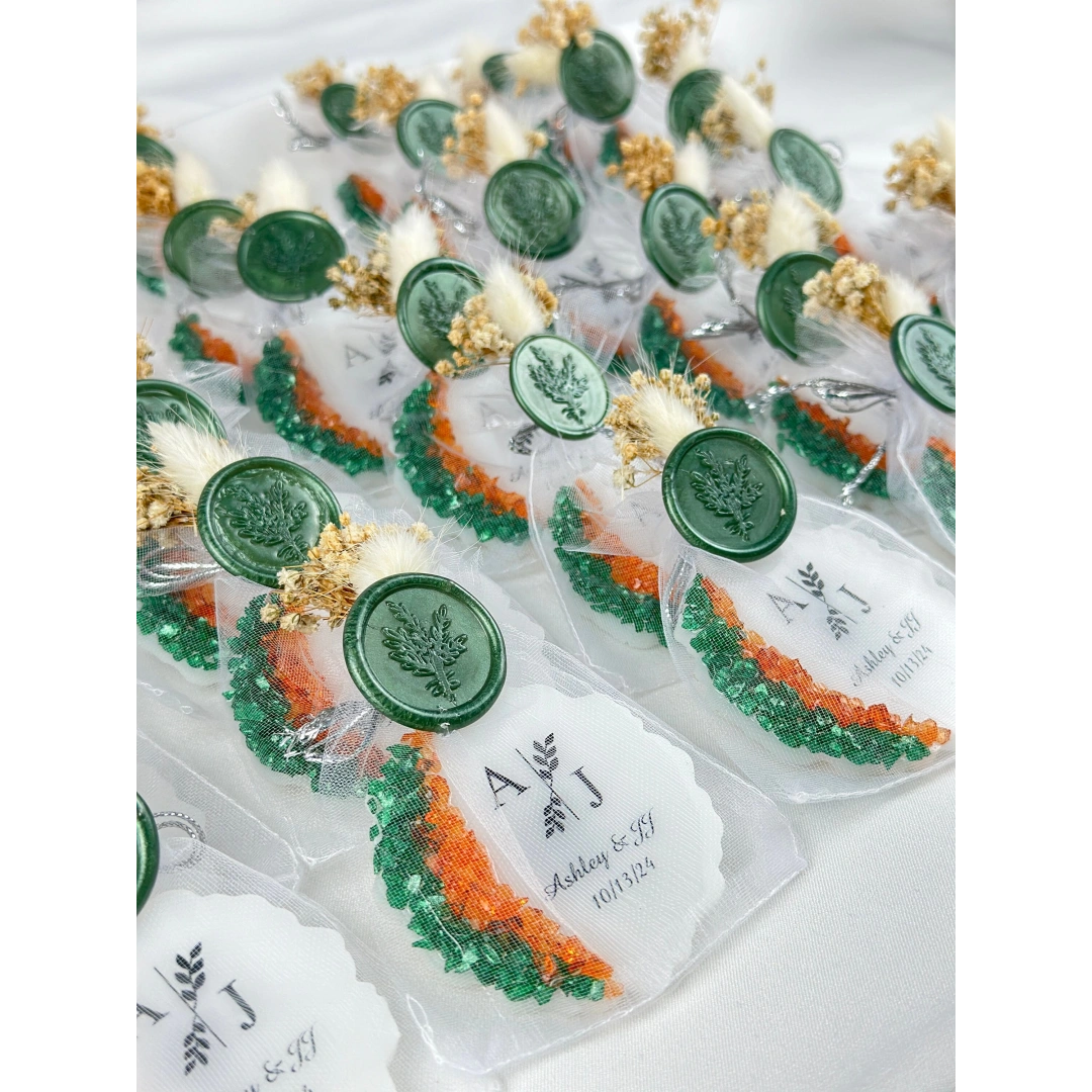 Keseli Mühürlü Epoksi Magnet - 20 Adet Kişiselleştirilebilir Düğün Hediyesi