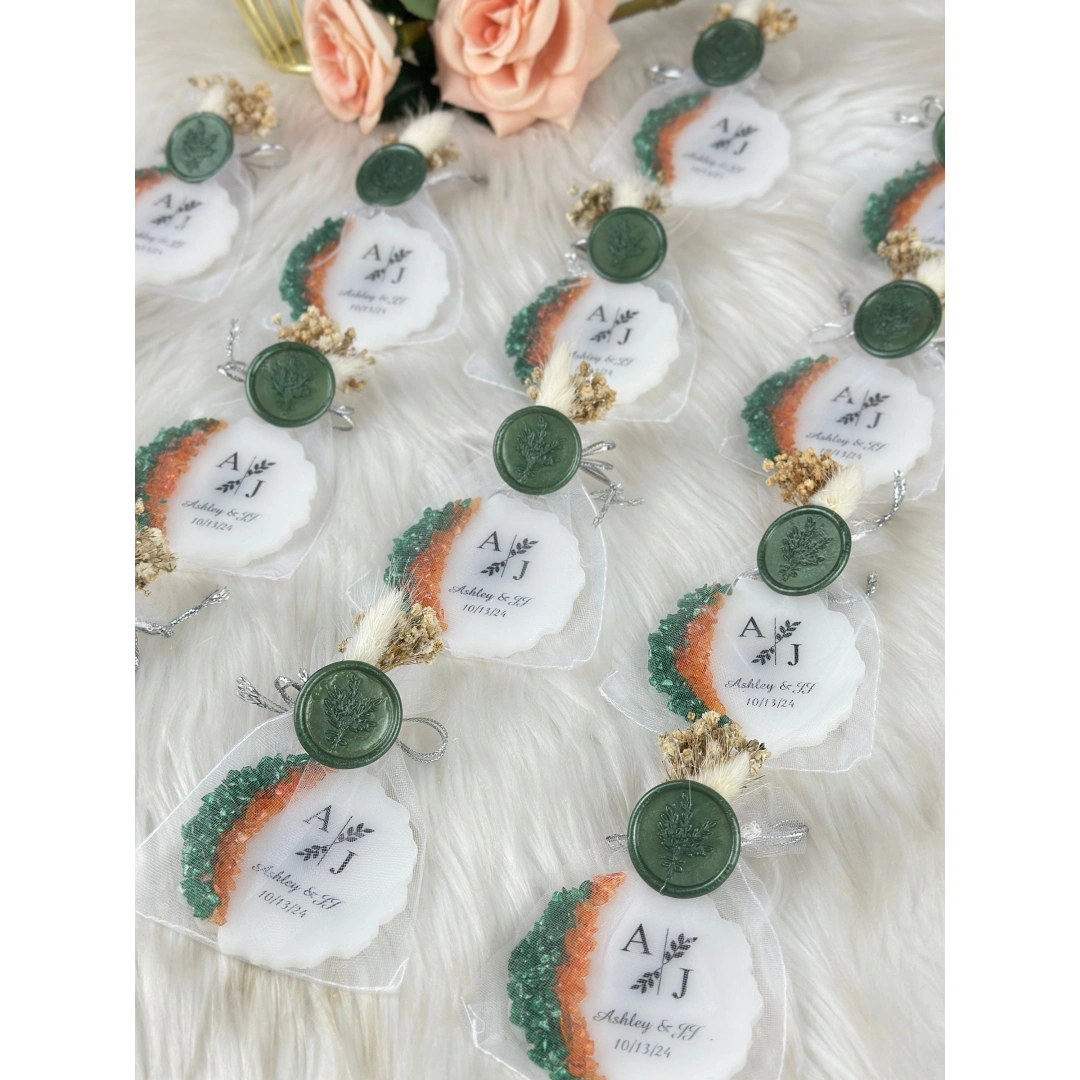 Keseli Mühürlü Epoksi Magnet - 20 Adet Kişiselleştirilebilir Düğün Hediyesi