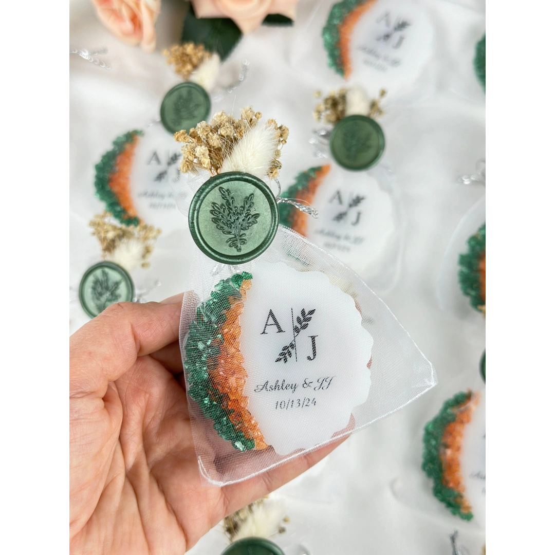 Keseli Mühürlü Epoksi Magnet - 20 Adet Kişiselleştirilebilir Düğün Hediyesi