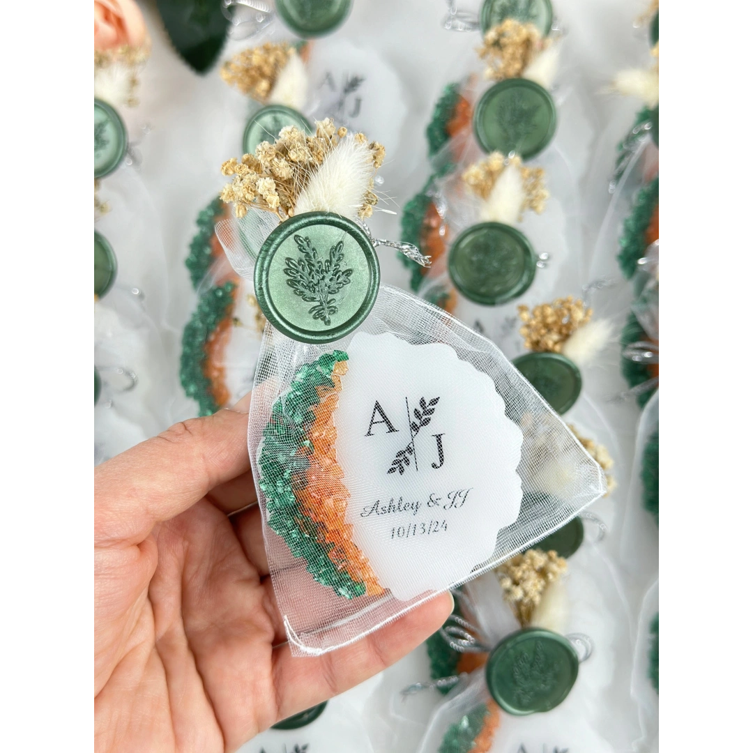 Keseli Mühürlü Epoksi Magnet - 20 Adet Kişiselleştirilebilir Düğün Hediyesi