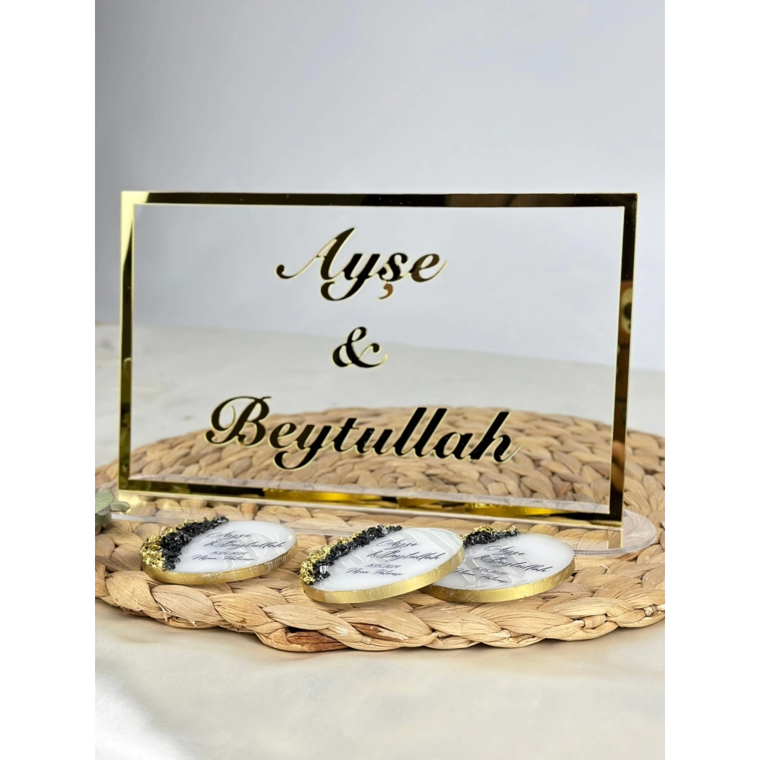 Pleksi Masa İsimliği – Kişiye Özel Nikah & Nişan Dekoru