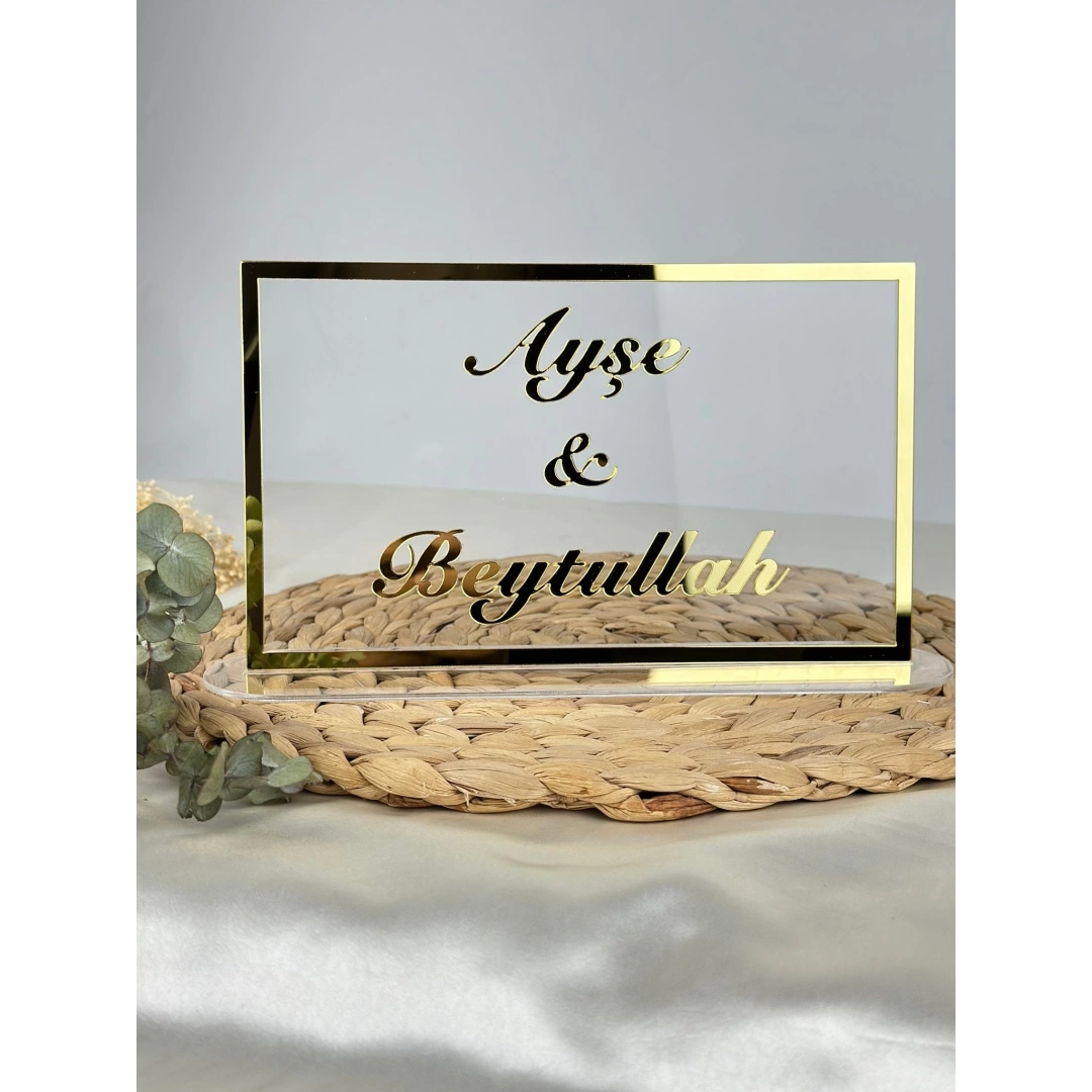 Pleksi Masa İsimliği – Kişiye Özel Nikah & Nişan Dekoru