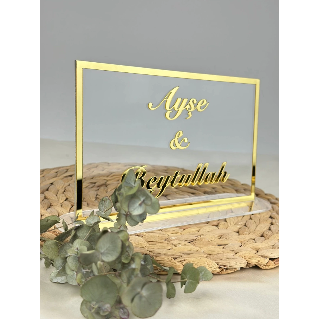 Pleksi Masa İsimliği – Kişiye Özel Nikah & Nişan Dekoru
