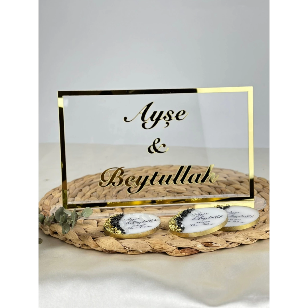 Pleksi Masa İsimliği – Kişiye Özel Nikah & Nişan Dekoru