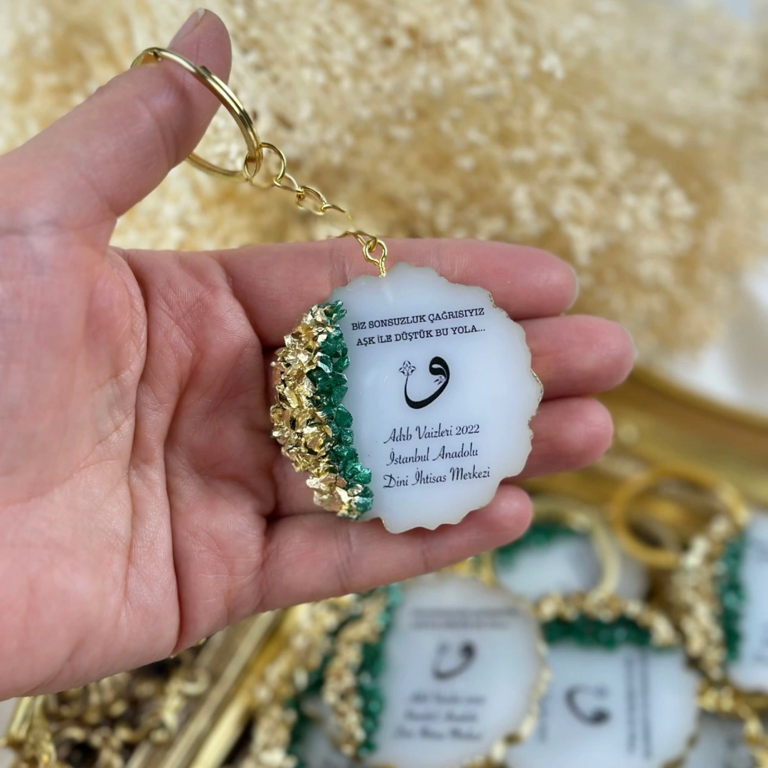 5,5 cm Kişiye Özel Epoksi Anahtarlık – 20 Adet