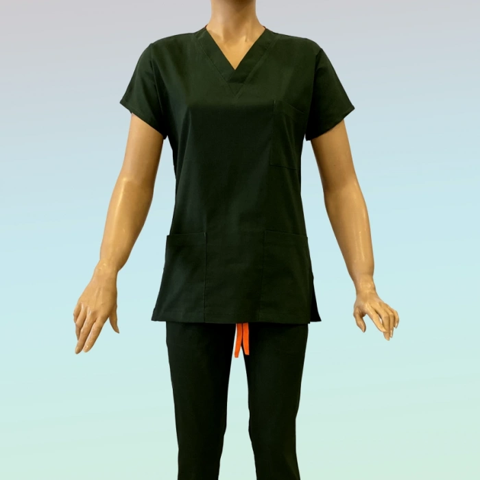 Kadın Likralı Scrubs Takım Haki Yeşil