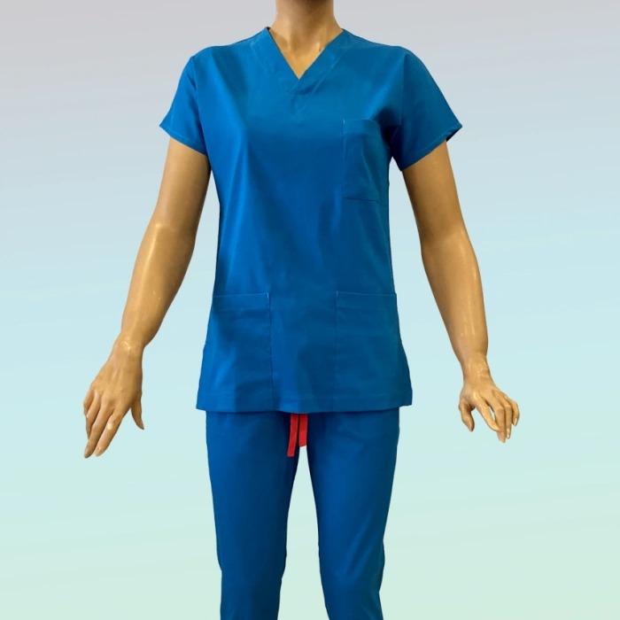 Kadın Likralı Scrubs Takım Mavi