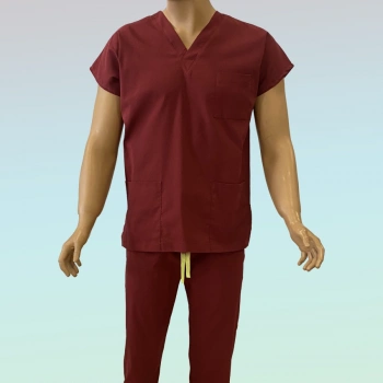 Erkek Likralı Scrubs Takım Bordo