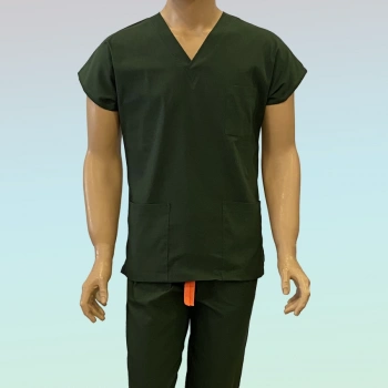 Erkek Likralı Scrubs Takım Haki Yeşil