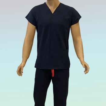 Erkek Likralı Scrubs Takım Lacivert