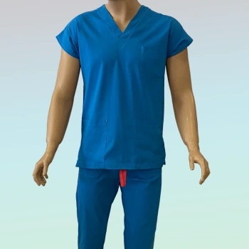 Erkek Likralı Scrubs Takım Mavi