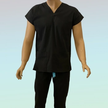 Erkek Likralı Scrubs Takım Siyah