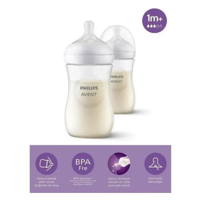 SCF903/02 AVENT 260 ML 2Lİ DOĞAL TEPKİLİ BİBERON