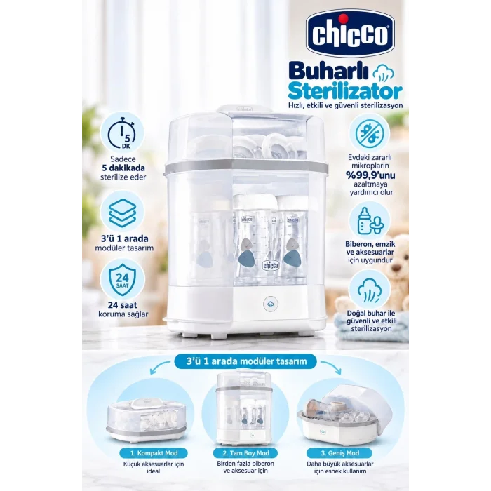 CHİCCO BUHARLI STERİLİZATÖR 3 İN1