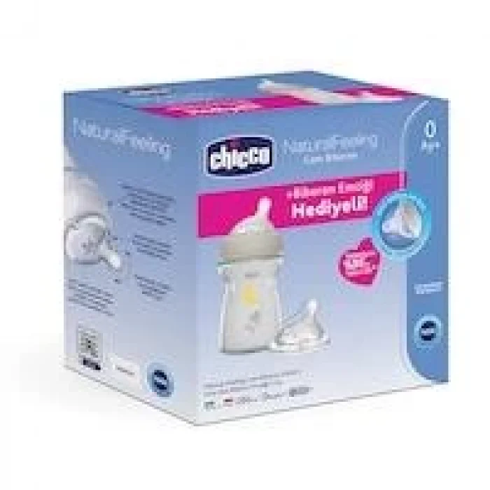 CHİCCO HEDİYELİ 250 ML CAM BİBERON NATURALFEELİNG