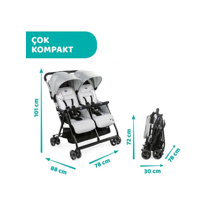 Chicco Ohlala 2 Silver Cat Twin Ultra Hafif Ikiz Bebek Arabası