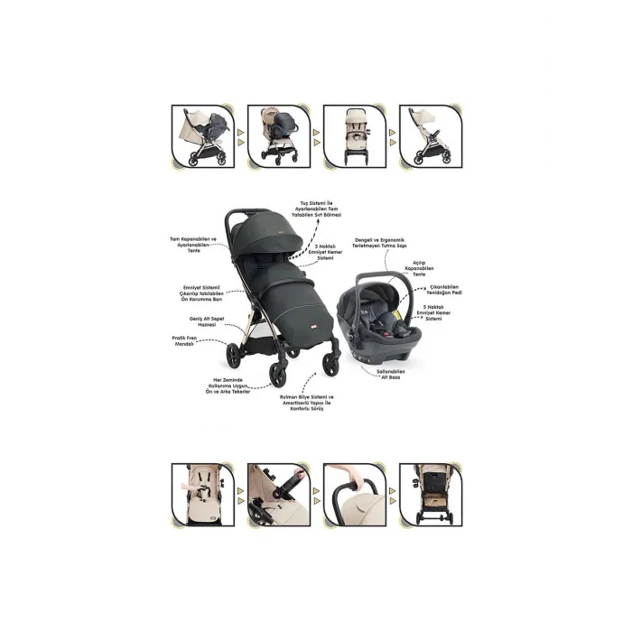 EXPO TRAVEL SİSTEM BEBEK ARABASI BLACK SILVER