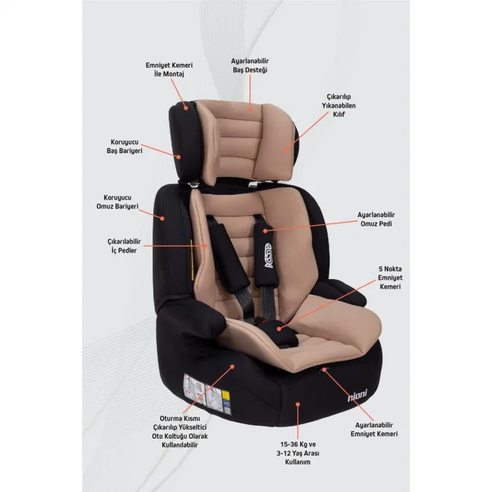 NİONİ SPACE BEJ 9-36 OTO KOLTUĞU