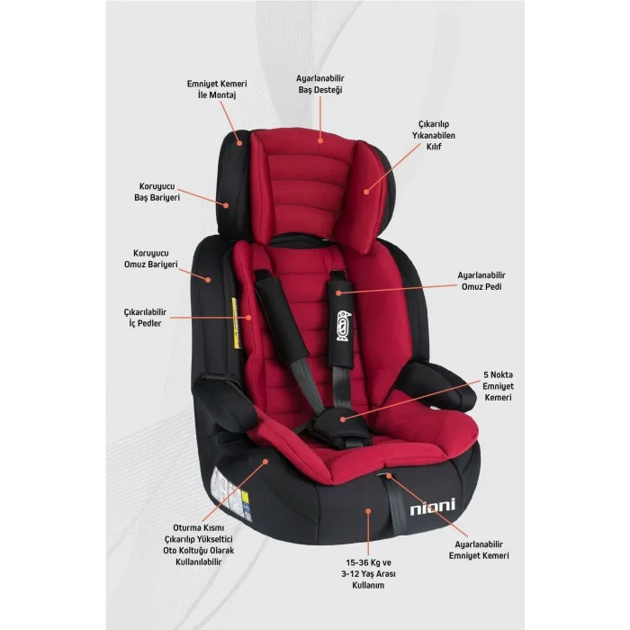 NİONİ SPACE BORDO 9-36 OTO KOLTUĞU