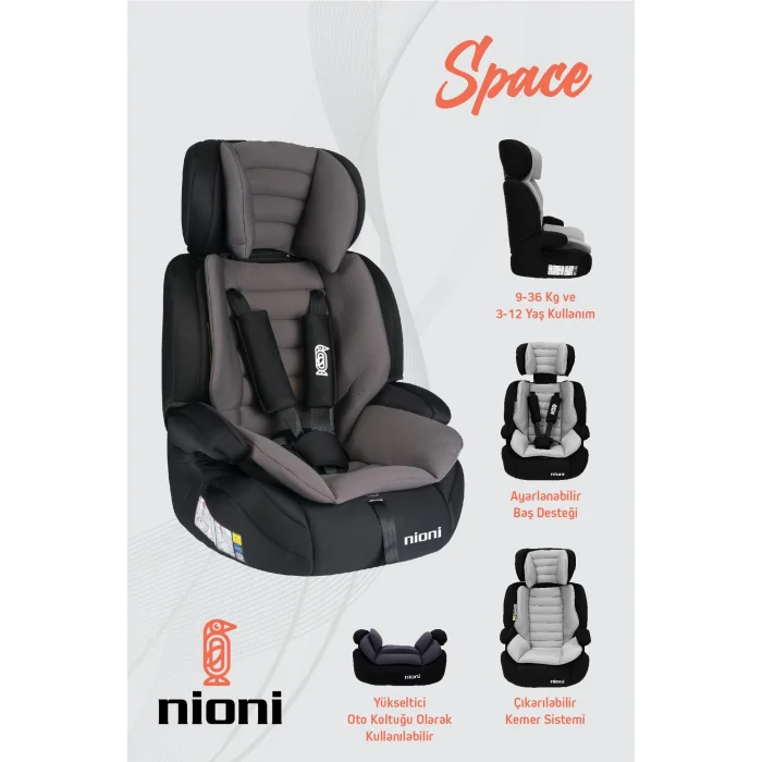 NİONİ SPACE GRİ 9-36 OTO KOLTUĞU