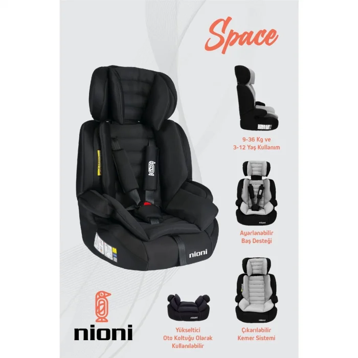 NİONİ SPACE SİYAH 9-36 OTO KOLTUĞU