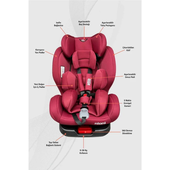 NİONİ TOPFİX BORDO 0-36 OTO KOLTUĞU