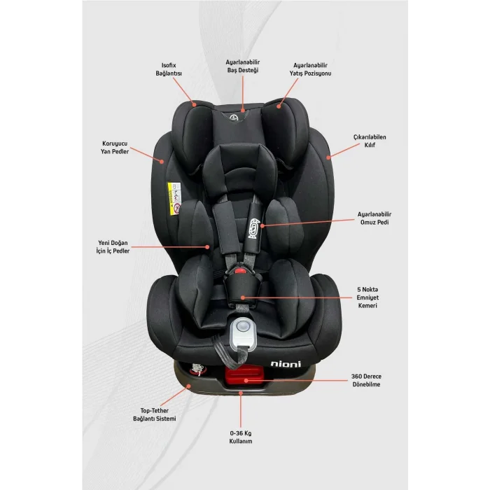 NİONİ TOPFİX SİYAH 0-36 OTO KOLTUĞU