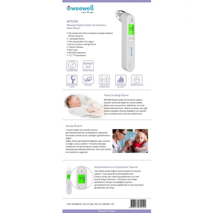 WEEWELL WTE250 WEEWELL DİJİTAL KULAK TERMOMETRE