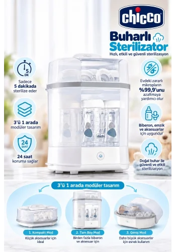 CHİCCO BUHARLI STERİLİZATÖR 3 İN1