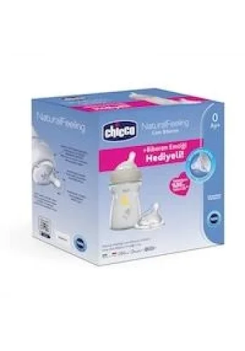 CHİCCO HEDİYELİ 250 ML CAM BİBERON NATURALFEELİNG