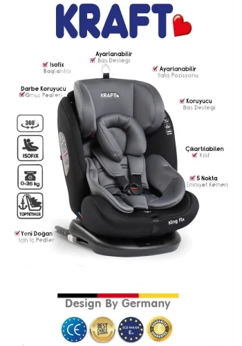 KRAFT KING FİX GREY OTO KOLTUĞU