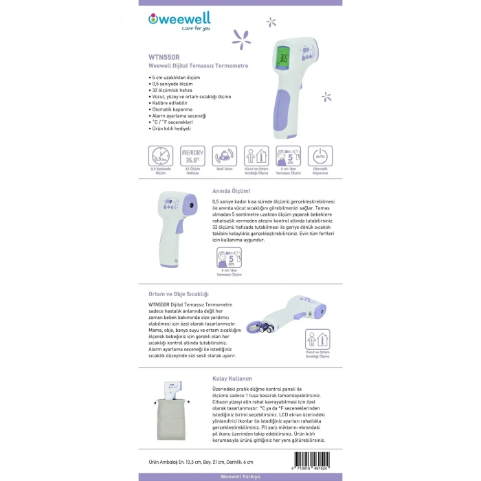 WEEWELL WTN550R WEEWELL TEMAZSIZ DİJİTAL ATEŞ ÖLÇER