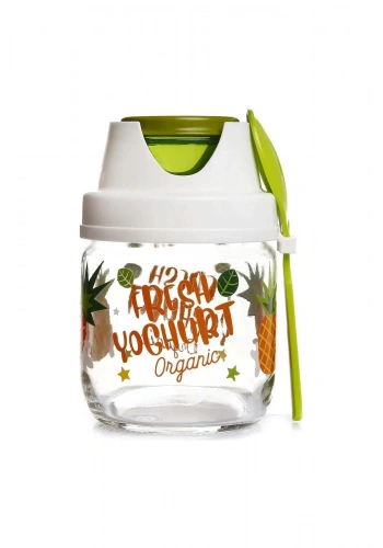 NİONİ KAŞIKLI YAVRULU CAM MAMA KABI 425 ML