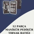 12 Parça Paslanmaz Çelik Kompakt ve Taşınabilir Manikür Makası Tırnak Makası