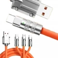 120W 3 İn 1 Uyumlu Silikon Şarj Kablosu Hızlı Şarj Kablosu