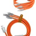 120W 3 İn 1 Uyumlu Silikon Şarj Kablosu Hızlı Şarj Kablosu