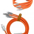 120W 3 İn 1 Uyumlu Silikon Şarj Kablosu Hızlı Şarj Kablosu