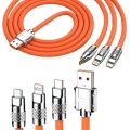 120W 3 İn 1 Uyumlu Silikon Şarj Kablosu Hızlı Şarj Kablosu