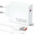 120W Şarj Aleti Hızlı Çift Turbo Şarj Aleti Seti Beyaz