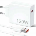 120W Şarj Aleti Hızlı Çift Turbo Şarj Aleti Seti Beyaz