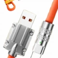 120W Silikon Metal Uçlu LED Işıklı 3 In1 Şarj Kablosu 1.2m