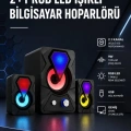 2+1 RGB LED Işıklı Güçlü Bas Sistemli Bilgisayar Hoparlörü