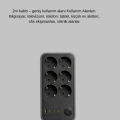 2500W Güçlü 6’lı Priz USB ve Type-C Çıkışlı Termal Korumalı