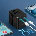 25w Evrensel Seyahat Adaptörü, Eu/us/uk/au Priz Dönüştürücü, 1x Usb, 2x Type-c Hızlı Şarj