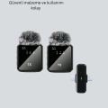 2’li Kablosuz Yaka Mikrofonu Type-C ve Lightning Uyumlu Profesyonel Set