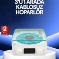 3-1 Kablosuz Bluetooth Hoparlör – Gece Lambalı, Saatli, Retro Tasarım