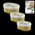 3 Boy Oval Organizer Sepet - Bambu Kenarlı, Ahşap Tabanlı, Bezli