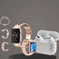 3 Kordonlu Pembe Amoled Ekran Akıllı Saat ve Yeni Nesil Pro Kablosuz Bluetooth Kulaklık ANC/ENC