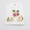 3lü Kiraz Broş - ÇOK RENKLİ